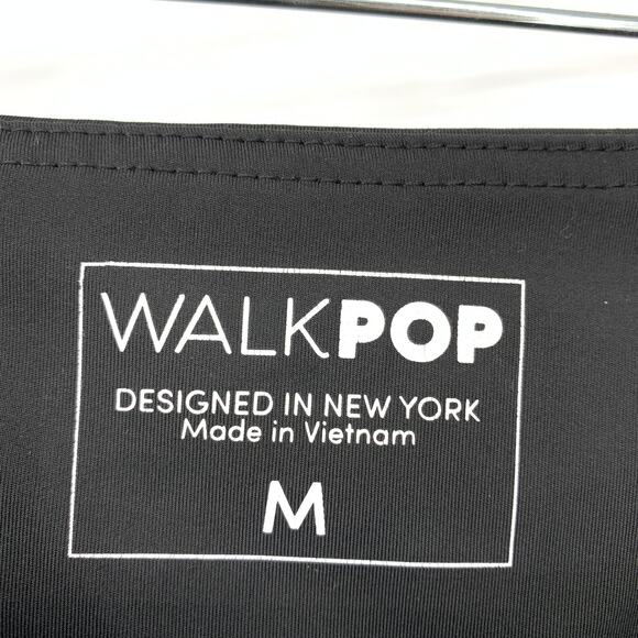 Walk Pop Leggings Women's Size M Lace Panel Trim Down Leg Active Black - Picture 5 of 5